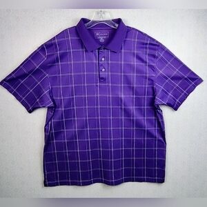 2X Jos A Bank Golf Polo Shirt Men's Deep Purple Plaid Cotton Short Sleeve XXL